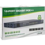 InLine PoE++ Gigabit Netzwerk Switch 16 Port, 1Gb/s, 2xSFP,19"1HE(inkl. Winkel)