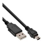 InLine USB 2.0 Mini-Kabel, USB A ST an Mini-B ST (5pol), schwarz, 0,5m