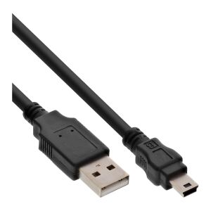 InLine USB 2.0 Mini-Kabel, USB A ST an Mini-B ST (5pol), schwarz, 1m