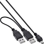 InLine USB Mini-Y-Kabel, 2x Stecker A an Mini-B Stecker (5pol), 1,0m