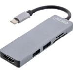 InLine Multi-Hub USB 3.2 Gen.1, 2x USB-A, HDMI 4K/30Hz, Cardreader, Alu, grau
