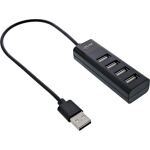 InLine USB 2.0 Hub, 4 Port, schwarz, mit USB DC Kabel, Kabel 30cm, schmal