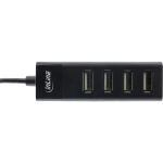 InLine USB 2.0 Hub, 4 Port, schwarz, mit USB DC Kabel, Kabel 30cm, schmal