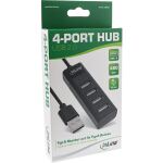InLine USB 2.0 Hub, 4 Port, schwarz, mit USB DC Kabel, Kabel 30cm, schmal
