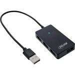 InLine USB 2.0 Hub, 4 Port, schwarz, mit USB DC Kabel, Kabel 30cm