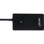 InLine USB 2.0 Hub, 4 Port, schwarz, mit USB DC Kabel, Kabel 30cm