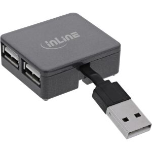 InLine USB 2.0 4-Port Hub, USB-A Stecker auf 4x USB-A Buchse, Kabel 4cm