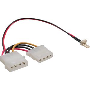 InLine Lüfter Adapterkabel, 3pol Lüfter an 4pol Netzteil 12V, 0,15m