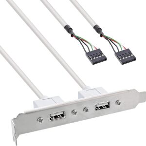 InLine Slotblech USB 2.0, 2x USB Buchse auf 2x 5pol Pfostenverbinder, 0,3m