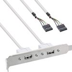 InLine Slotblech USB 2.0, 2x USB Buchse auf 2x 5pol Pfostenverbinder, 0,3m