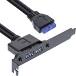 InLine Slotblech USB 3.2 Gen.1, 2x USB-A Buchse auf intern Mainboard 0,5m