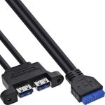 InLine USB 3.2 Gen.1 Kabel, Mainboard intern zu 2x USB-A Buchse, 0,45m