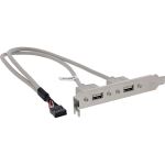 InLine Slotblech USB 2.0, 2x USB Buchse auf 1x 10pol Pfostenverbinder, 0,35m