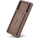 InLine WoodCharge – Organizer mit integrierter Qi-Ladefläche aus Walnuß-Holz