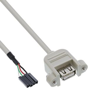 InLine USB 2.0 Anschlusskabel, Einbaubuchse A auf Pfostenanschluss, 0,60m