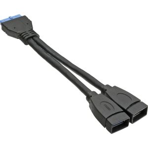 InLine USB 3.0 Adapterkabel, 2x Buchse A auf Pfostenanschluss 19pol, 0,15m