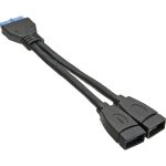 InLine USB 3.0 Adapterkabel, 2x Buchse A auf Pfostenanschluss 19pol, 0,15m
