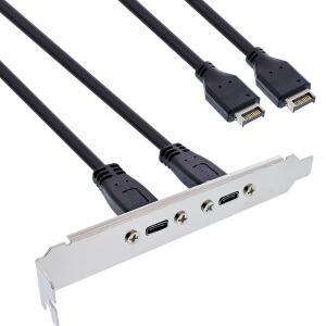 InLine Slotblende 2x USB-C zu USB 3.2 Frontpanel Key-A intern, 0,5m