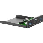InLine 3,5" Front Panel, 2x USB-A + 2x USB-C, 10 Gb/s, Metall, schwarz