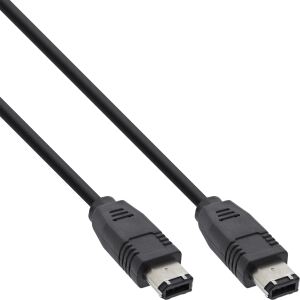 InLine FireWire Kabel, IEEE1394 6pol Stecker / Stecker, schwarz, 0,5m