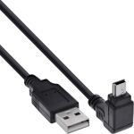 InLine USB 2.0 Mini-Kabel, ST A/Mini-B ST (5pol) oben abgew. 90°, schwarz, 1m