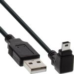 InLine USB 2.0 Mini-Kabel, ST A/Mini-B ST 5pol, unten abgew. 90°, schwarz, 0,5m