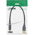 InLine USB 2.0 Kabel, A an B, schwarz, Kontakte gold, 0,3m