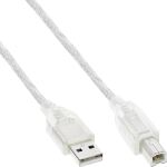 InLine USB 2.0 Kabel, A an B, transparent, 0,3m
