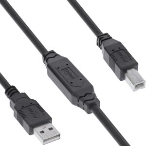 InLine USB 2.0 Aktiv-Kabel, USB-A Stecker zu USB-B Stecker, 15m