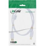 InLine USB 2.0 Kabel, A an B, weiß / gold, mit Ferritkern, 1,5m