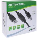 InLine USB 2.0 Aktiv-Kabel, USB-A Stecker zu USB-B Stecker, 7,5m