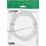 InLine USB 2.0 Kabel, A an B, weiß / gold, mit Ferritkern, 3m