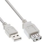 InLine USB 2.0 Verlängerung, Stecker / Buchse, Typ A, beige, 2m