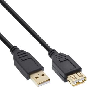 InLine USB 2.0 Verlängerungskabel Typ A, schwarz, vergoldete Kontakte, 5m
