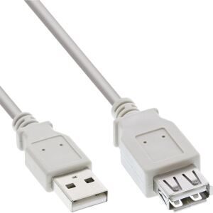 InLine USB 2.0 Verlängerung, Stecker / Buchse, Typ A, beige, 1m