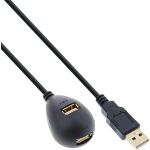 InLine USB 2.0 Verlängerung, ST / BU, Typ A, schwarz, mit Standfuss, 2m