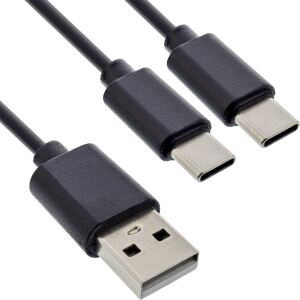 InLine USB 2in1 Y-Ladekabel, 1x USB-A Stecker an 2x USB-C Stecker, 1m