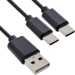 InLine USB 2in1 Y-Ladekabel, 1x USB-A Stecker an 2x USB-C Stecker, 1m