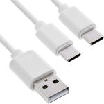 InLine USB 2in1 Y-Ladekabel, 1x USB-A Stecker an 2x USB-C Stecker, weiß, 1m