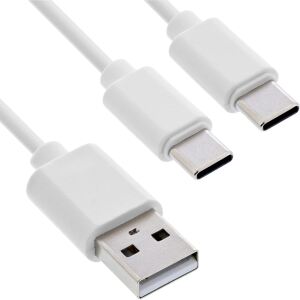 InLine USB 2in1 Y-Ladekabel, 1x USB-A Stecker an 2x USB-C Stecker, weiß, 0,5m