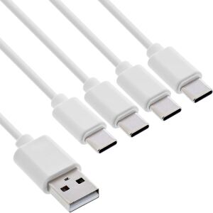 InLine USB 4in1 Y-Ladekabel, 1x USB-A Stecker an 4x USB-C Stecker, weiß, 2m