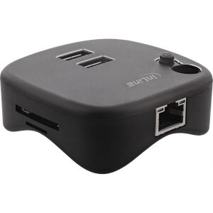 InLine USB 3.0 Multiadapter, 2xUSB-A, RJ45, SD/MicroSD Cardreader, schwarz