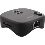 InLine USB 3.0 Multiadapter, 2xUSB-A, RJ45, SD/MicroSD Cardreader, schwarz