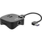 InLine USB 3.0 Multiadapter, 2xUSB-A, RJ45, SD/MicroSD Cardreader, schwarz