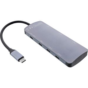 InLine USB 3.2 Gen.2 Hub, 4x USB-C + 3x USB-A, PD 100W, Aluminium, grau