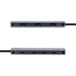 InLine USB 3.2 Gen.2 Hub, 4x USB-C + 3x USB-A, PD 100W, Aluminium, grau