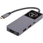 InLine USB 3.2 Gen.2 Hub, 3x USB-C, 2x USB-A, HDMI 4K, PD 100 W, Display, grau