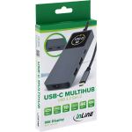 InLine USB 3.2 Gen.2 Hub, 3x USB-C, 2x USB-A, HDMI 4K, PD 100 W, Display, grau
