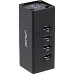 InLine USB 3.2 Hub, 4 Port, Aluminiumgehäuse, schwarz, mit 2,5 A Netzteil