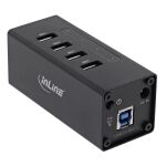 InLine USB 3.2 Hub, 4 Port, Aluminiumgehäuse, schwarz, mit 2,5 A Netzteil